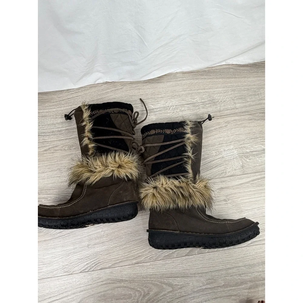 Sorel Sedna Brown Suede Faux Fur Thinsulate Winter Boots NL1461-231 Womens 7.5